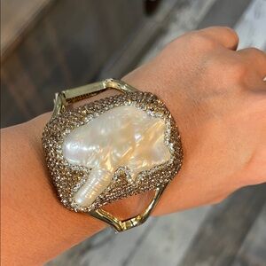 Gold and Cream Statement Bracelet